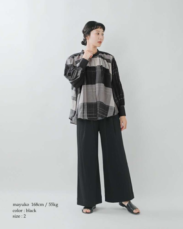 スカディ ブラウス Squady コットン ラミー ビッグ チェック シャツ 909-1289の通販は