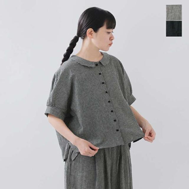 マガリ ブラウス MAGALI リネン コットン ギンガム フラット マガリ ブラウス MAGALI リネン コットン ギンガム フラット