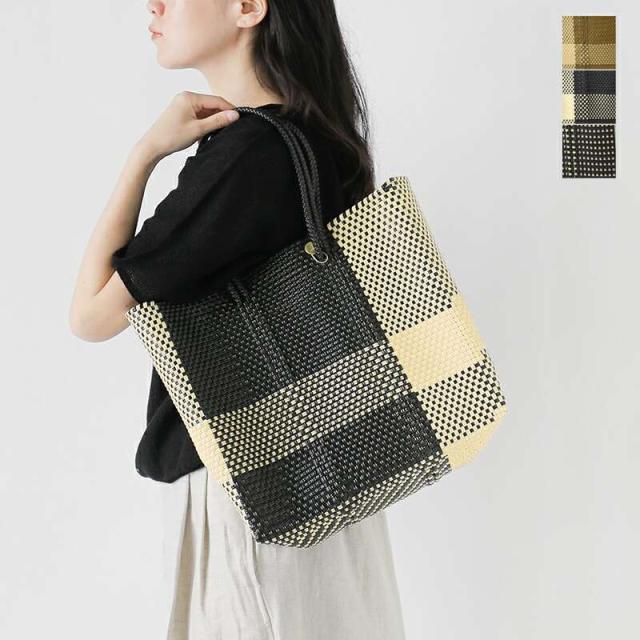レトラ トートバッグ Letra  メルカドバッグ ロングハンドル Mサイズ “CROSS LINE / MINI CHECK” mck-cline-m-lh  クーポン対象