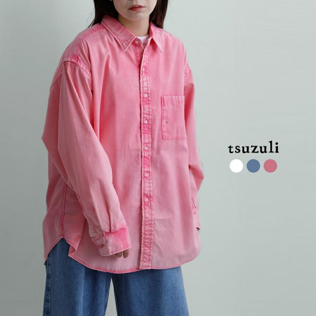 tsuzuli ツヅリ コットン オーバーサイズ オックスフォード シャツ “OVER-SIXED OXFORD SHIRT” d32504 レディース
