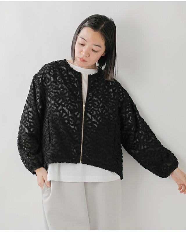 セール 30%OFF denicher デニシェ モノトーン フラワー ジャガード ブルゾン dj261091 レディース 春夏_5