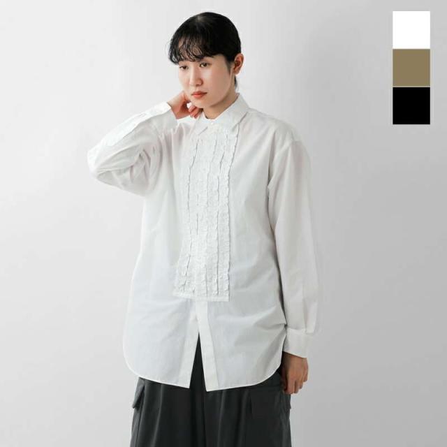 ニコルソンアンドニコルソン ブラウス nicholson&nicholson  ウォッシュドコットン フロント フリル シャツ doris-w  ☆☆ クーポン対象