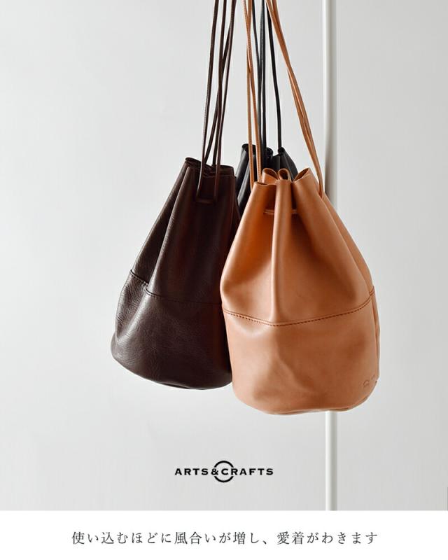 Arts&Crafts アーツアンドクラフツ ベジタブルホースレザードローストリングスポーチバッグM“VEGETABLE HORSE LEATHER” drawstringspouch-same1レディース_5