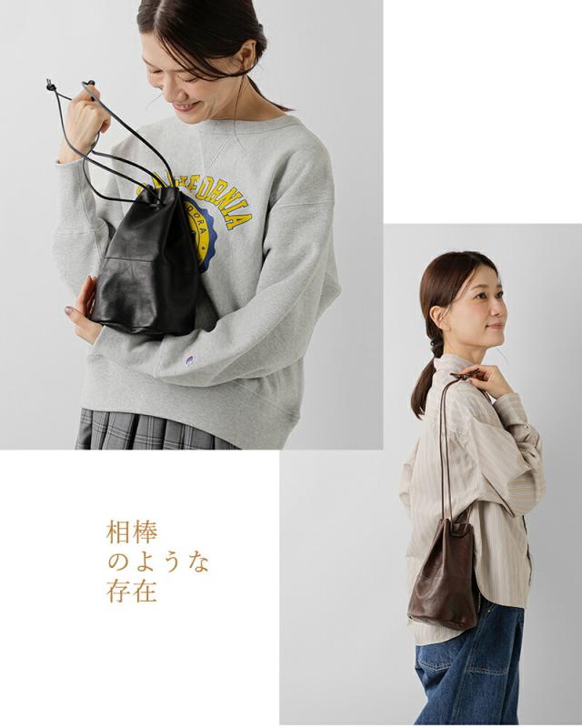 Arts&Crafts アーツアンドクラフツ ベジタブルホースレザードローストリングスポーチバッグM“VEGETABLE HORSE LEATHER” drawstringspouch-same1レディース_13
