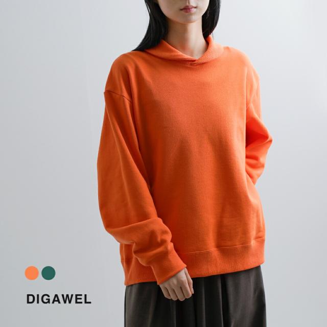 DIGAWEL ディガウェル コットン ショールカラー 長袖スウェットシャツ dwaa016 ユニセックス 2026ss新作 春夏 クーポン対象