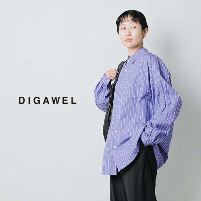 ディガウェル ブラウス DIGAWEL  コットン オーバーサイズ ストライプ シャツ dwyb023  クーポン対象 ディガウェル ブラウス DIGAWEL コットン オーバーサイズ ストライプ