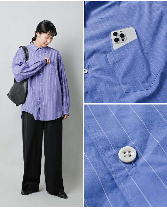 ディガウェル ブラウス DIGAWEL コットン オーバーサイズ ストライプ