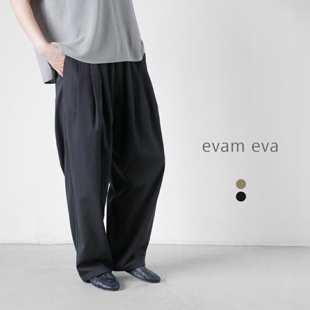 evam eva エヴァムエヴァ コットン タック ワイド パンツ e261t060 レディース 2026ss新作 春夏 クーポン対象