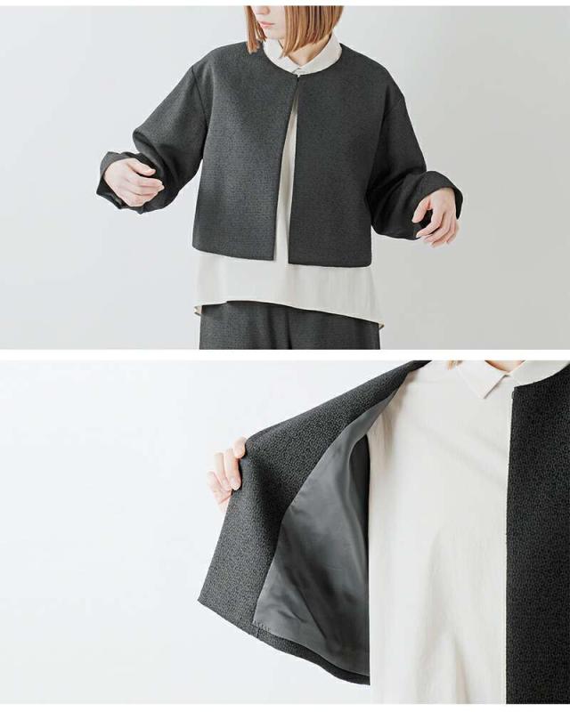 ヌーイ nooy ブークレ ジャガード ブラック ボレロ ジャケット fjk09 アウター_10