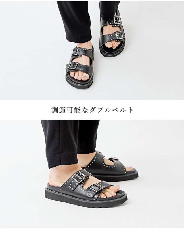 モヒ サンダル MOHI カウレザー ダブルベルト スタッズ サンダル gu12-rd22-108-se クーポン対象
