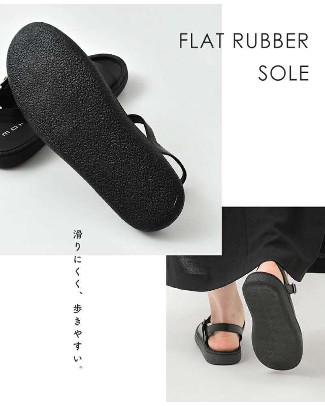 モヒ サンダル MOHI レザー Tストラップ オープントゥ フラット