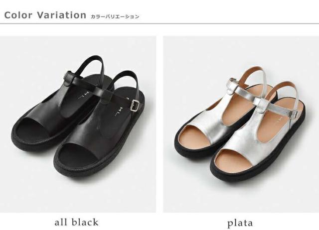 モヒ サンダル MOHI レザー Tストラップ オープントゥ フラット