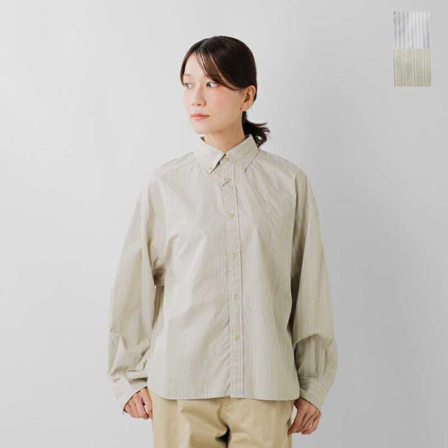 Gymphlex ジムフレックス ストライプ ボタンダウン ロングスリーブ シャツ gy-b0198cbs-sbs-ms 2025aw新作 レディース クーポン対象