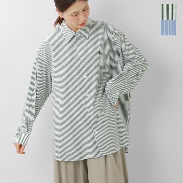 Gymphlex ジムフレックス  コットン レギュラーカラー ストライプ 長袖 チュニック シャツ gy-b0404sgr-mts-tr レディース 2025aw新作  ☆☆ クーポン対象
