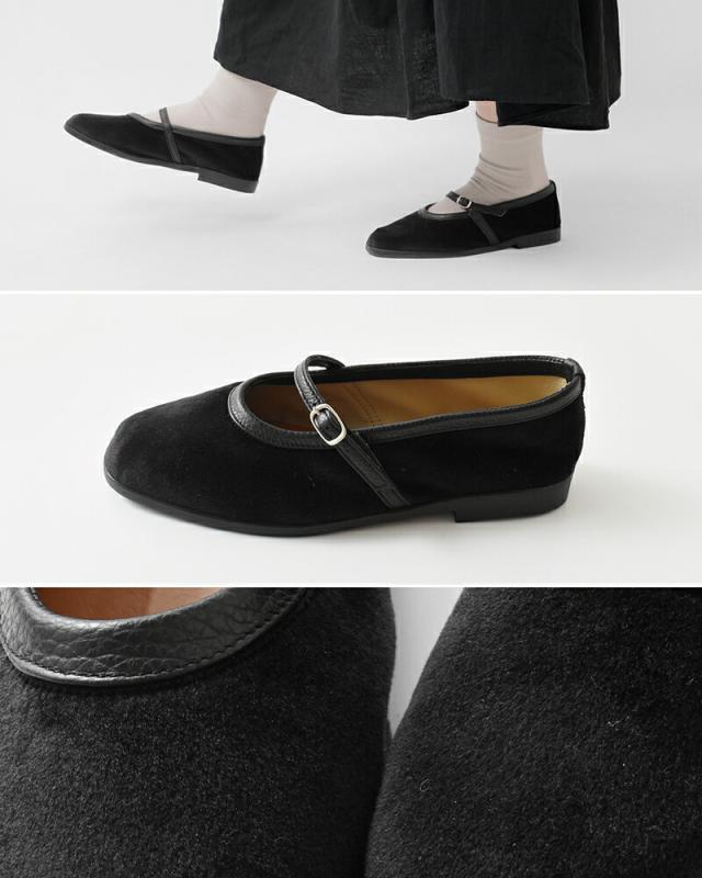 hcubuch フーブ  ベルベット カウレザー コンビ メーリージェン フラットシューズ “squirrel” h172-mn レディース 2025aw新作  ☆☆ クーポン対象