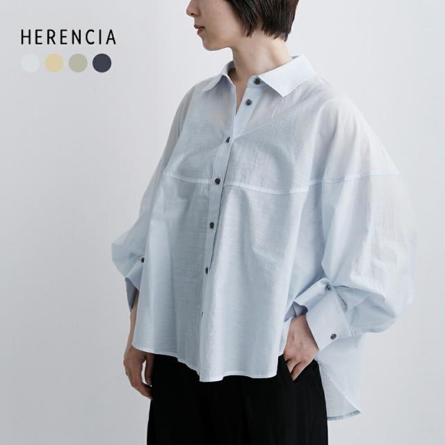 HERENCIA ヘレンチア  コットン レギュラーカラー ボリュームスリーブ ブラウス h426124 レディース  春夏