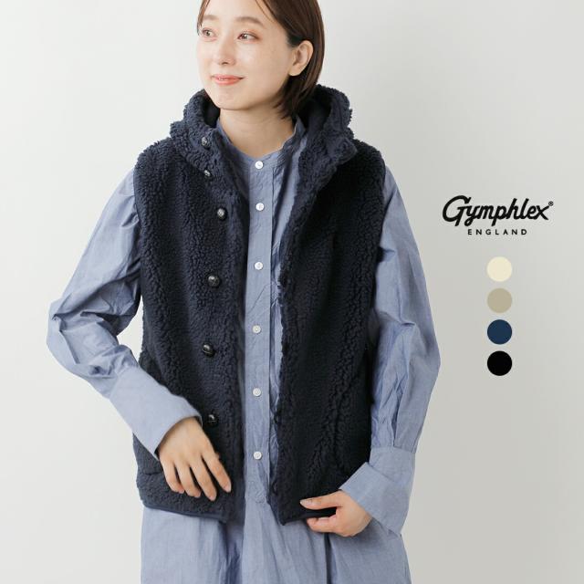 Gymphlex ジムフレックス くるみボタン ボア フーデッド ベスト j-1069boa-tr ユニセックス 2025aw新作   クーポン対象