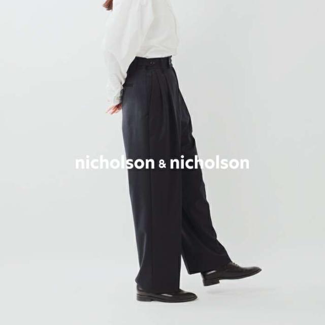 ニコルソンアンドニコルソン nicholson&nicholson  ストレッチ ウール センター プレス パンツ karl-tro パンツ  クーポン対象 ニコルソンアンドニコルソン nicholson&nicholson ストレッチ ウール