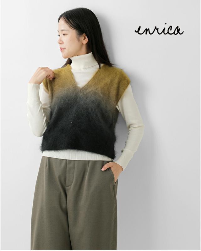 セール 40%OFF enrica エンリカ カシミア シャギー Vネック グラデーション ベスト knit149-1-tr 2025aw新作 レディース