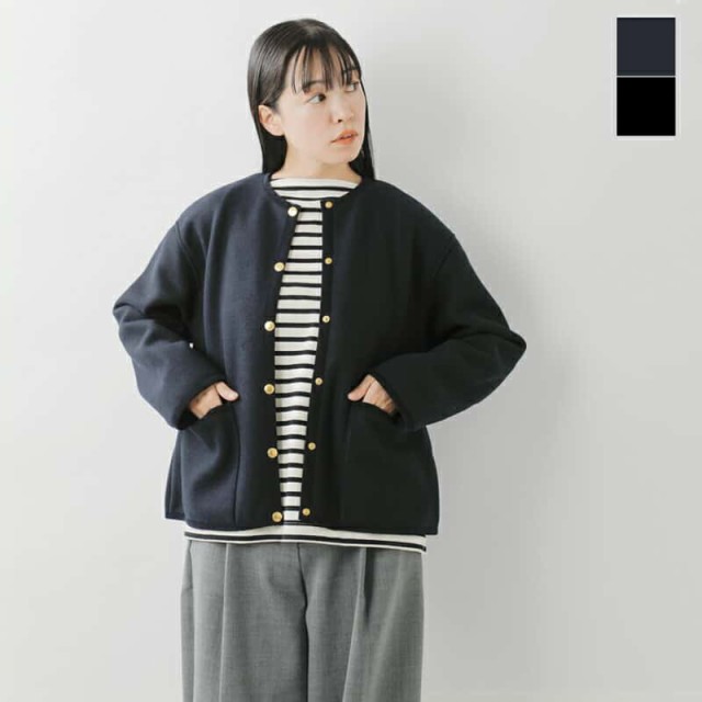 トラディショナルウェザーウェア Traditional Weatherwear アークリー ダブルフェイスジャージー Aライン ノーカラー ジャケット “ARKLE