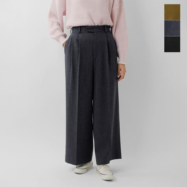 audrey and john wad オードリーアンドジョンワッド ツイードライク 2タック ワイド ストレート パンツ l5307-nk 2025aw新作 レディース ☆☆ クーポン対象