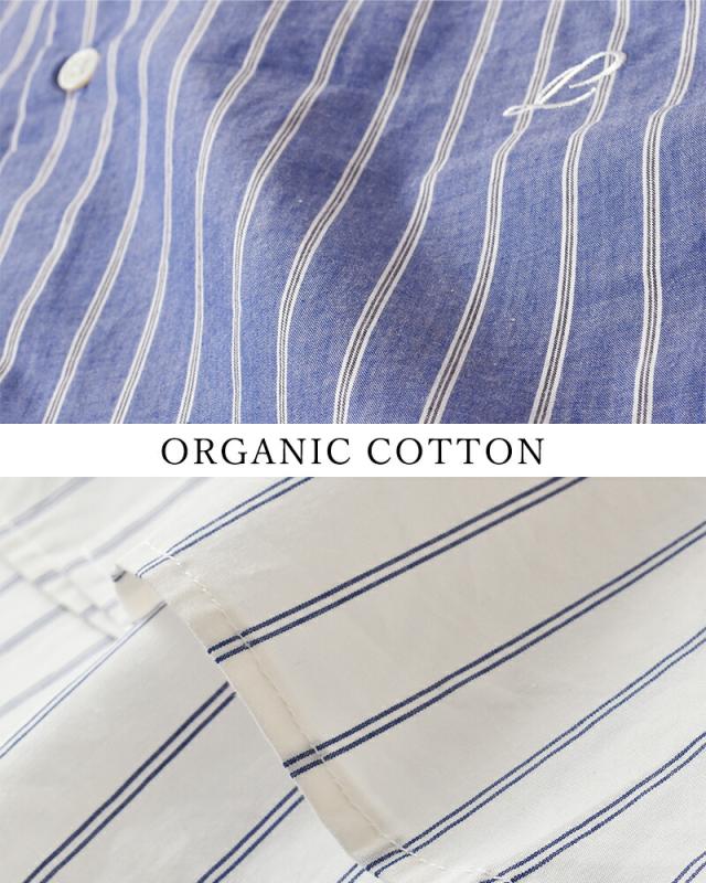 LENO リノ オーガニックコットンストライプ レギュラーカラーシャツ REGULAR COLLAR SHIRTS leno-sh003 ユニセックス 2026ss新作 春夏 クーポン対象