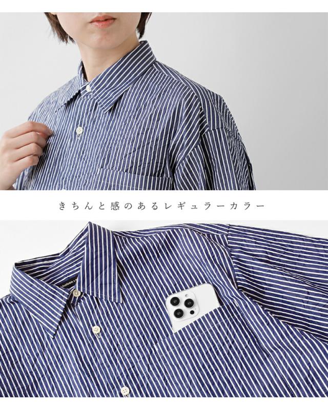 nicholson&nicholson ニコルソンアンドニコルソン クリンクルコットン 半袖 ストライプ シャツ “LINDA” linda-cc レディース 2026ss新作 春夏 クーポン対象