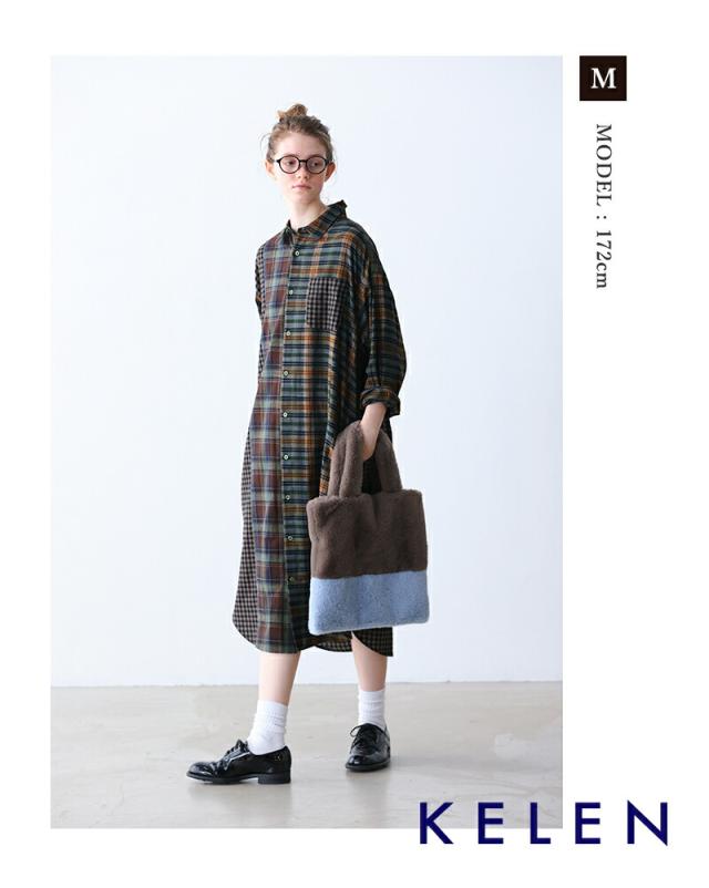 kelen ケレン  パネル デザイン シャツ ワンピース “SERI” lkl25fop2114-nk 2025aw新作 レディース ☆☆ クーポン対象