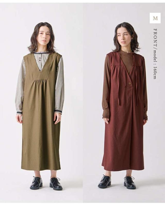 ケレン スカート kelen  2way Vネック エプロン ワンピース “YONGI” lkl25fop2118  クーポン対象