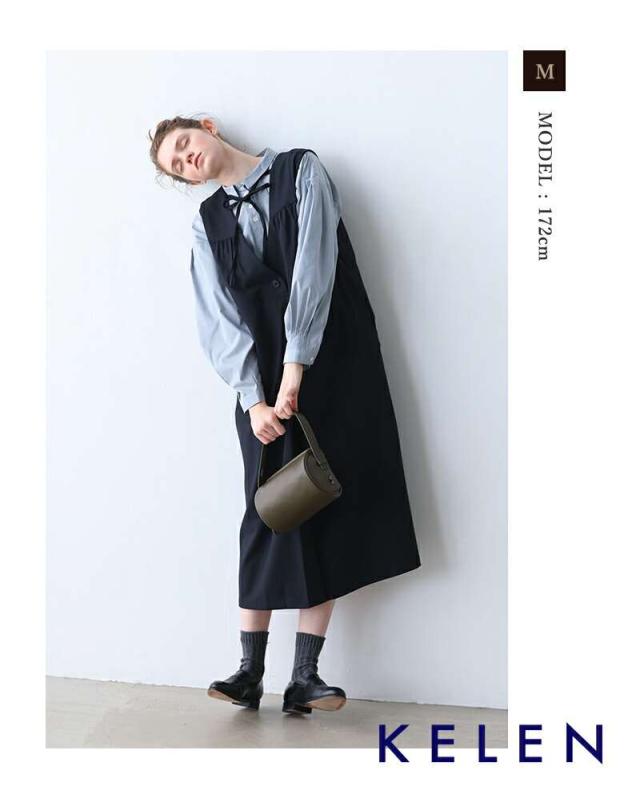 ケレン スカート kelen  2way Vネック エプロン ワンピース “YONGI” lkl25fop2118  クーポン対象