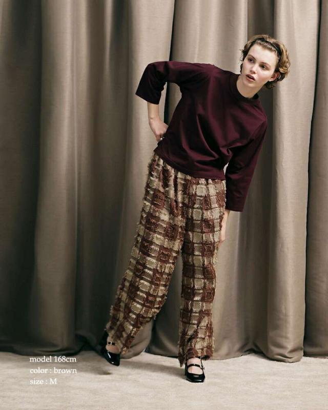ケレン kelen  フリンジ チェック ワイド パンツ “ENIU” lkl25fpt2105 パンツ  クーポン対象