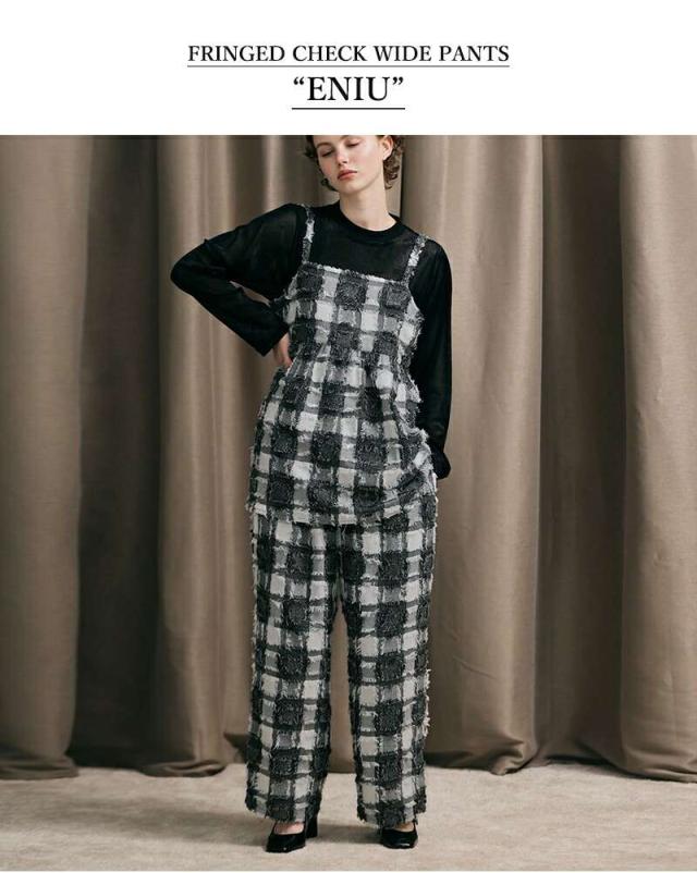 ケレン kelen  フリンジ チェック ワイド パンツ “ENIU” lkl25fpt2105 パンツ  クーポン対象