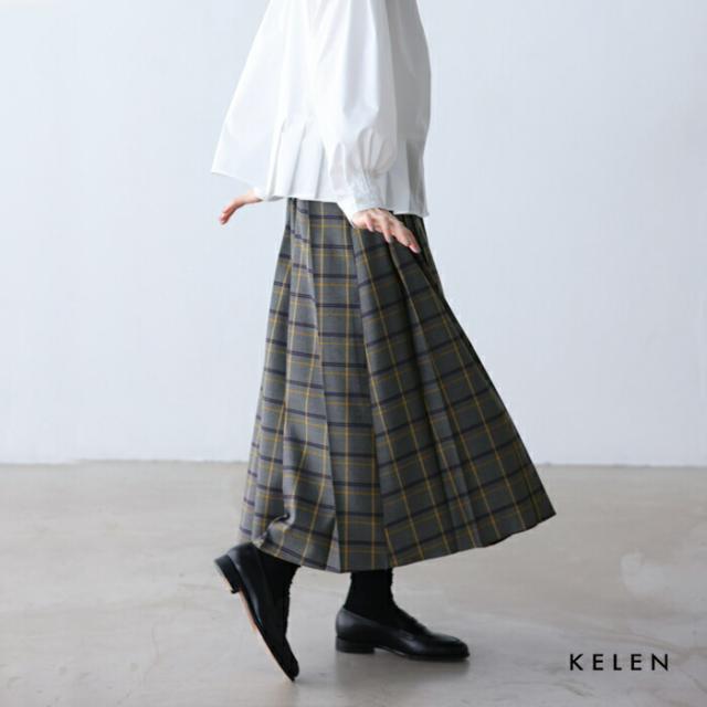 kelen ケレン  ラップデザイン チェック プリーツ スカート “QUIE” lkl25fsk2043-fn 2025aw新作 レディース ☆☆ クーポン対象