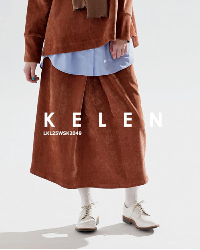 kelen ケレン  ストレッチ ジャージー タック デザイン スカート “YELL” lkl25wsk2049 レディース 2025aw新作 クーポン対象