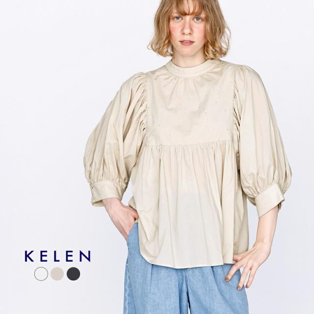 kelen ケレン ラメ糸ドット刺繍 ギャザー ブラウス “CAFUN” lkl26hbl2289 レディース 2026ss新作 春夏 クーポン対象