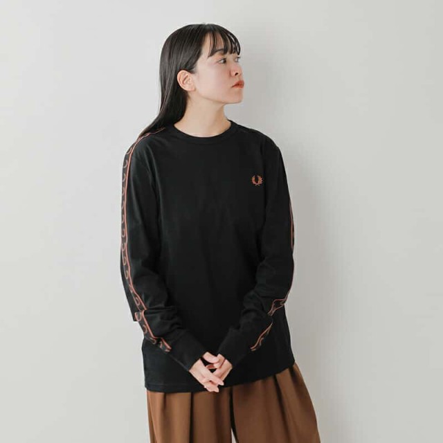 フレッド ペリー Tシャツ FRED PERRY テープ ロングスリーブ Tシャツ “TAPED LONG SLEEVE TEE” m4675-kk 2024aw新作 レディース