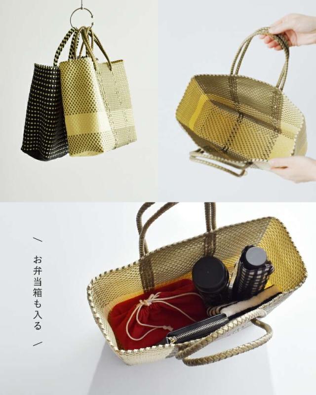 レトラ かごバッグ Letra メルカドバッグ S “CROSS LINE / MINI CHECK