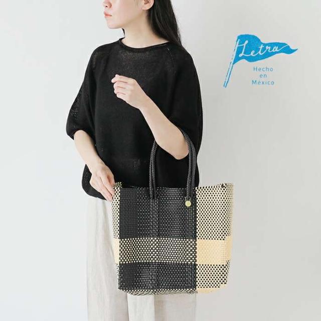 レトラ トートバッグ Letra メルカドバッグ ロングハンドル Mサイズ “CROSS LINE / MINI CHECK” mck-cline-m-lh_1