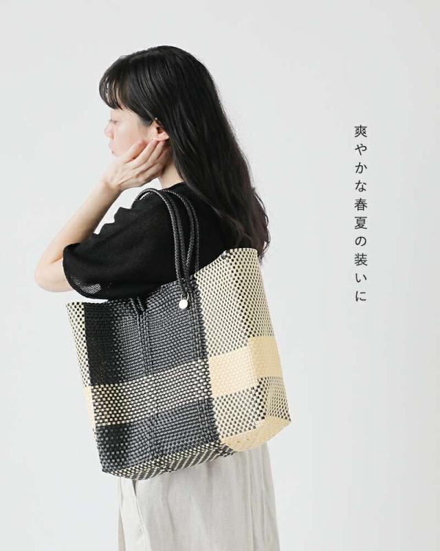 レトラ トートバッグ Letra メルカドバッグ ロングハンドル Mサイズ “CROSS LINE / MINI CHECK” mck-cline-m-lh_5