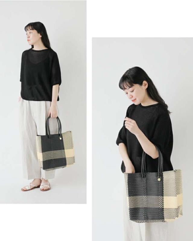 レトラ トートバッグ Letra メルカドバッグ ロングハンドル Mサイズ “CROSS LINE / MINI CHECK” mck-cline-m-lh_10