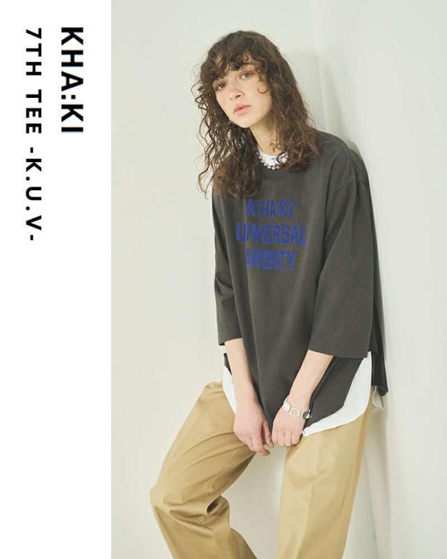 カーキ Tシャツ kha:ki  コットン 7分袖 Tシャツ “7TH TEE -K.U.V-” mil25scs3459  ☆☆ クーポン対象
