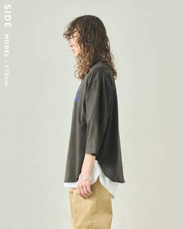 カーキ Tシャツ kha:ki  コットン 7分袖 Tシャツ “7TH TEE -K.U.V-” mil25scs3459  ☆☆ クーポン対象