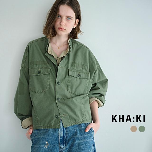 kha:ki カーキ ウォッシュドコットンツイル ボリュームスリーブシャツ “BARREL SLEEVE FATIGUE SHIRTS” mil26hbl3152 レディース 2026ss新作 春夏 クーポン対象