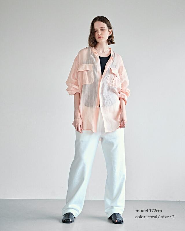 kha:ki カーキ シアーラミーポプリン ミドル オーバー シャツ “R.A.F. MIDDLE SHIRTS” mil26hbl3155 レディース 2026ss新作 春夏 クーポン対象