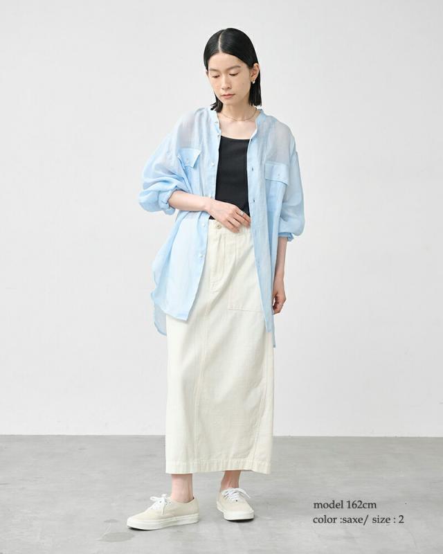 kha:ki カーキ シアーラミーポプリン ミドル オーバー シャツ “R.A.F. MIDDLE SHIRTS” mil26hbl3155 レディース 2026ss新作 春夏 クーポン対象