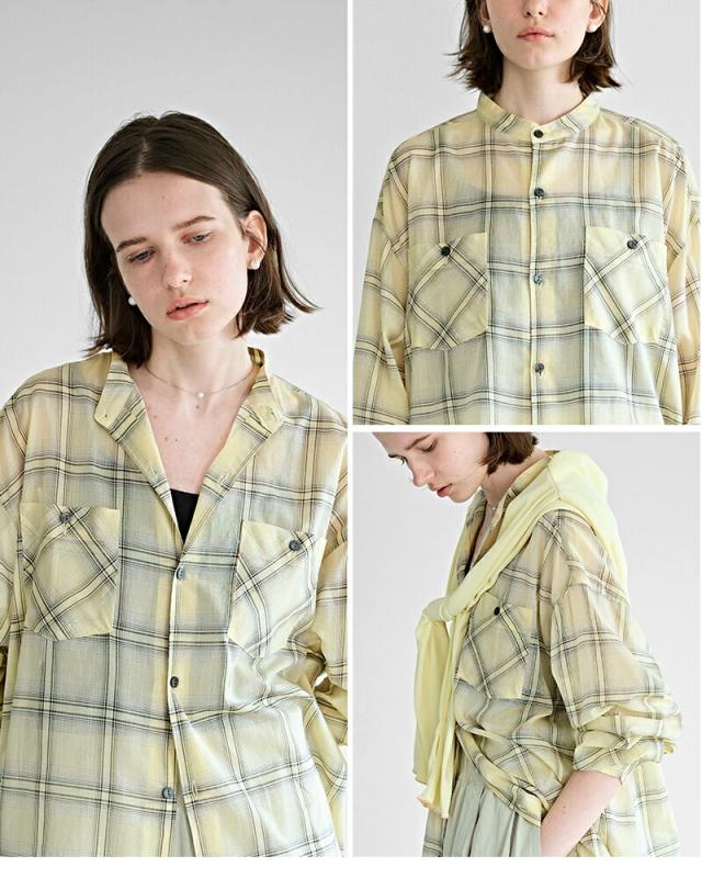 kha:ki カーキ シアーオンブレチェック オーバーシャツ “SHEER CHECK OVER SHIRTS” mil26hbl3157 レディース 2026ss新作 春夏 クーポン対象