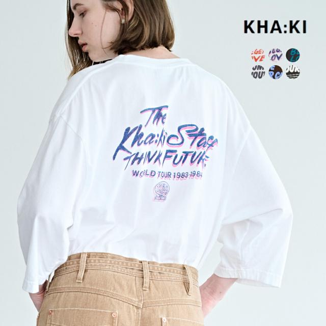 kha:ki カーキ コットンジャージー 7分袖 グラフィックプリント Tシャツ “7th TEE” mil26hcs3487-8 レディース 2026ss新作 春夏