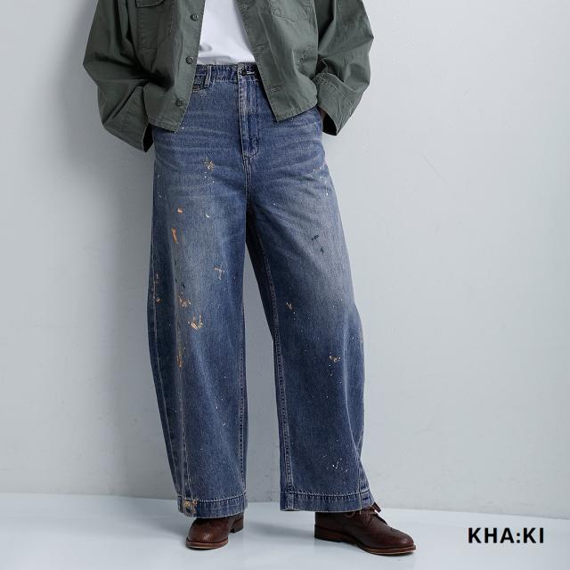 kha:ki カーキ コットンデニム ペイント オーバル ワイドトラウザーパンツ “PAINT OVAL WIDE TROUSERS” mil26hpt3251-same1 レディース 2026ss新作 春夏 クーポン対象