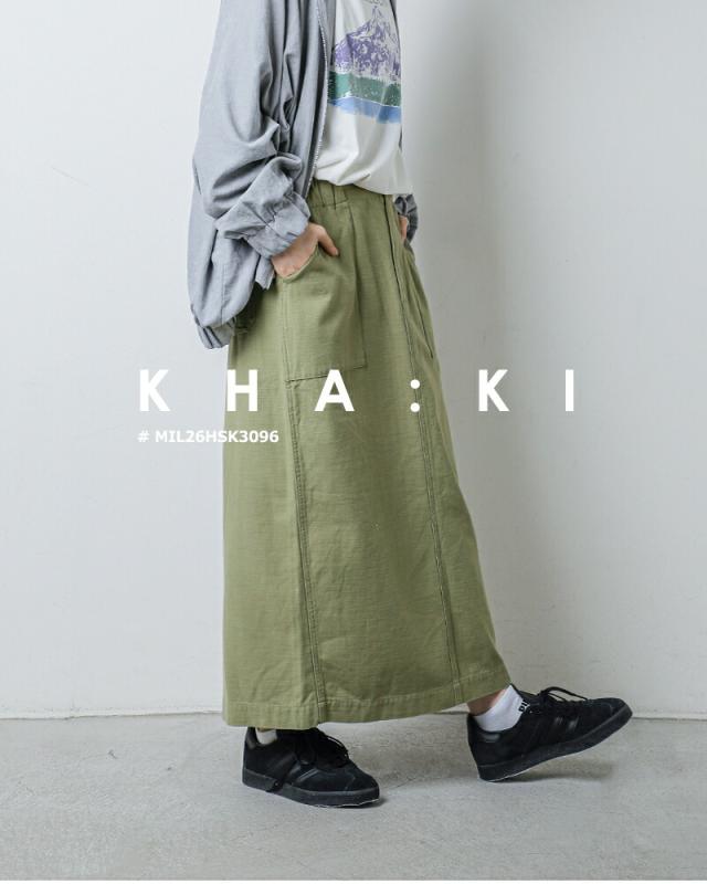 kha:ki カーキ ルーズバックサテン ファティーグ ミリタリー スカート “FATIGUE SKIRT” mil26hsk3096 レディース 2026ss新作 春夏 クーポン対象_5