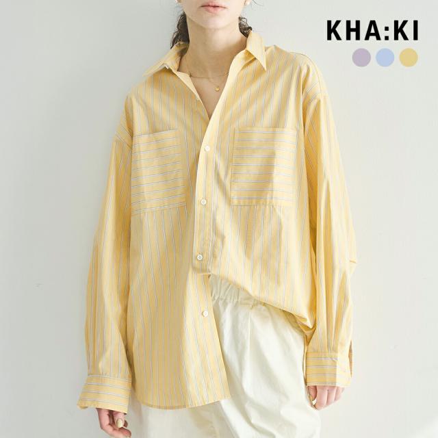 kha:ki カーキ  コットン ストライプ 2WAY ワイド シャツ 2WAY WIDE SHIRT mil26sbl3158 レディース  春夏
